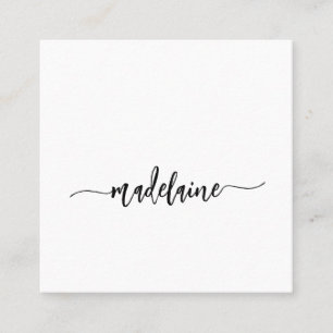 Tarjeta De Visita Cuadrada QR Code Socials Black Elegant