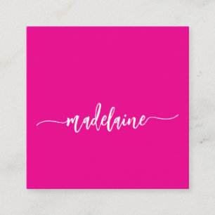 Tarjeta De Visita Cuadrada QR Code Socials Personal Pink Elegant