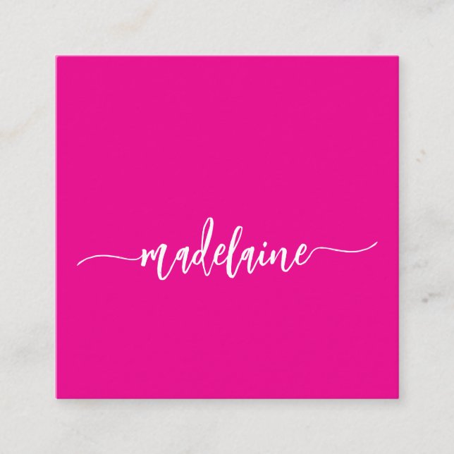 Tarjeta De Visita Cuadrada QR Code Socials Personal Pink Elegant (Anverso)