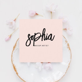 Tarjeta De Visita Cuadrada QR Código Girly Brusque caligrafía rosa QR