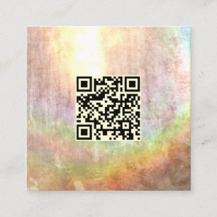 Tarjeta De Visita Cuadrada QR Código Neutral Beige Stone Arcoiris Resumen art