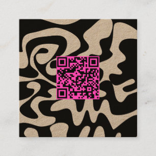 Tarjeta De Visita Cuadrada QR Código Retro Rosado Caliente Groovy Kraft