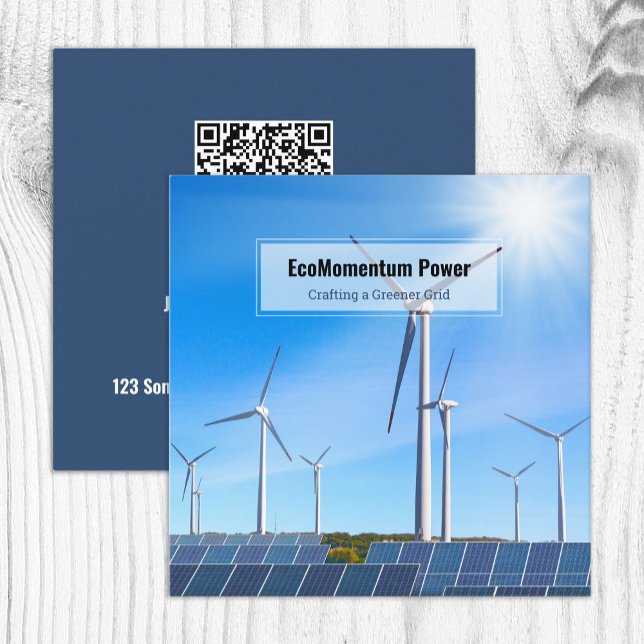 Tarjeta De Visita Cuadrada QR de energía renovable (Renewable Energy QR Square Business Cards)