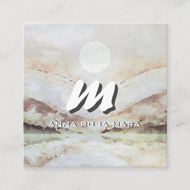 Tarjeta De Visita Cuadrada *~* QR Eggplant Resumen de la naturaleza del paisa (Anverso)