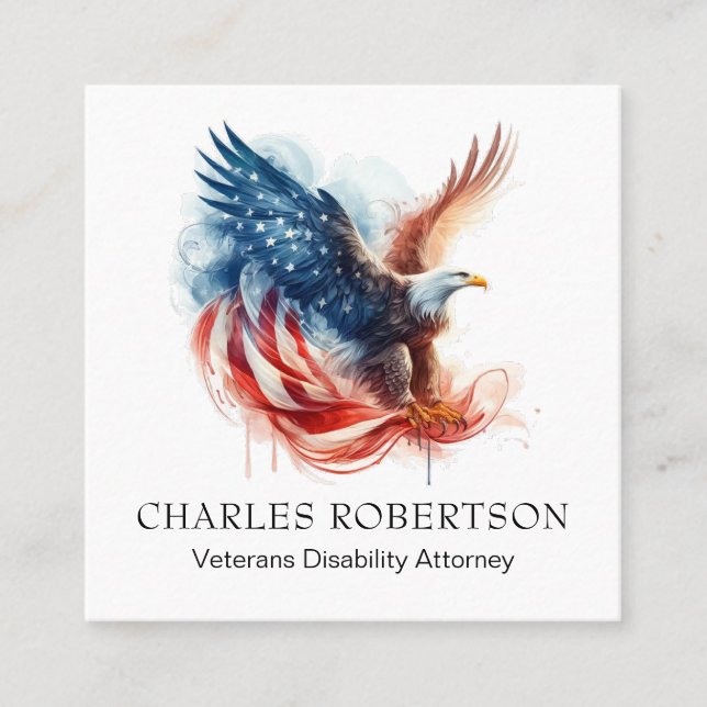 Tarjeta De Visita Cuadrada *~* QR estadounidense. Indicador Águila calva AP16 (Anverso)