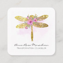 *~* QR LOGO Floral acuarela GOLD Dragonfly