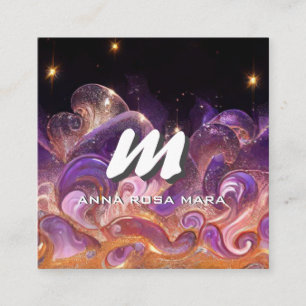 Tarjeta De Visita Cuadrada *~* QR Noche Stars Sky ETHEREAL WAVES AP93