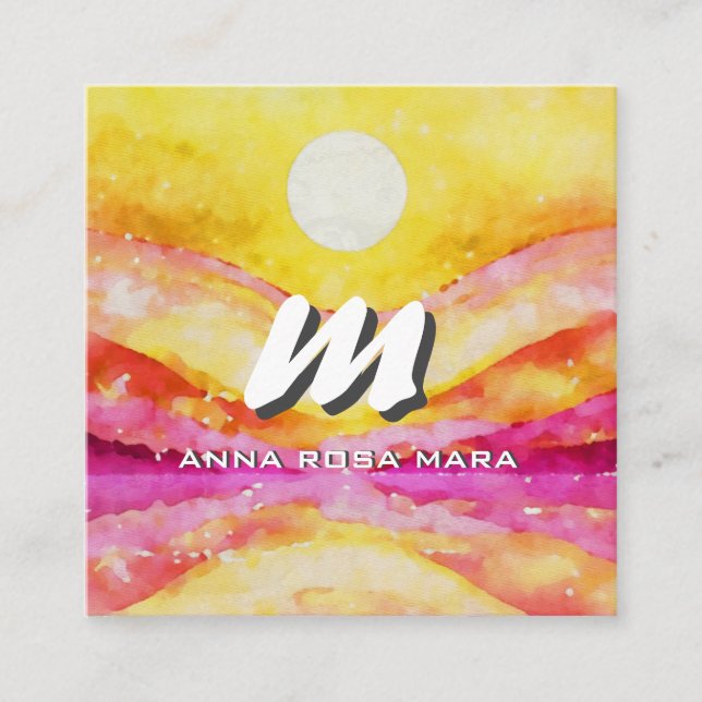 Tarjeta De Visita Cuadrada *~* QR ORO PINK Resumen de la naturaleza del paisa (Anverso)