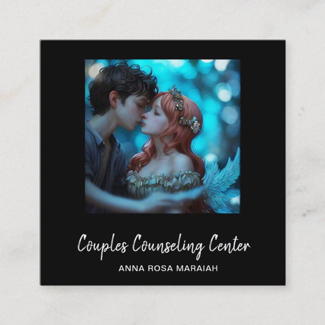 Tarjeta De Visita Cuadrada *~* QR Pareja de ángeles Asesoramiento matrimonial (Anverso)
