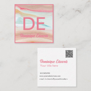 Tarjeta De Visita Cuadrada QR Professional Pink Simple Square Business