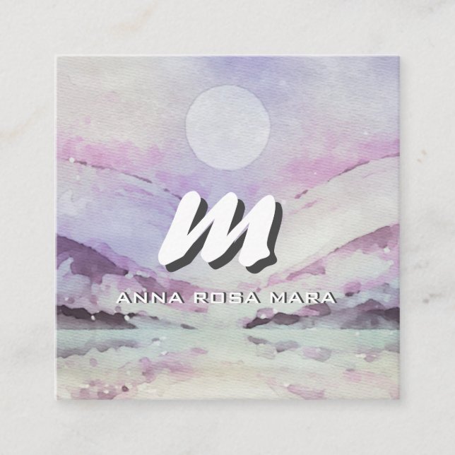 Tarjeta De Visita Cuadrada *~* QR PURPLE Resumen de la naturaleza del paisaje (Anverso)