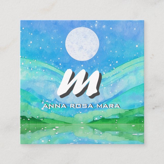 Tarjeta De Visita Cuadrada *~* QR Sky Blue SUN Resumen Paisaje Naturaleza AP9 (Anverso)