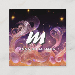 Tarjeta De Visita Cuadrada *~* QR Sky Night Stars ETHEREAL WAVES AP93
