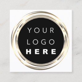 Tarjeta De Visita Cuadrada QRCode Logotipo en línea Ver Marco Blanco Oro