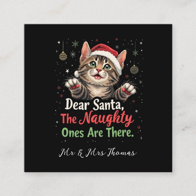 Tarjeta De Visita Cuadrada Querido Papá Noel, ellos son los traviesos gracios (Anverso)
