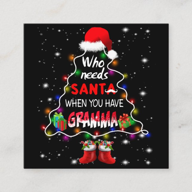 Tarjeta De Visita Cuadrada Quién necesita a santa cuando tienes gramática (Anverso)