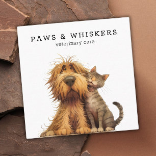 Tarjeta De Visita Cuadrada Quirky gracioso gato de perro veterinario