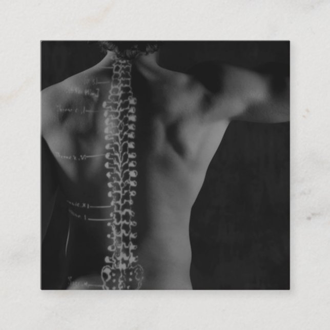 Tarjeta De Visita Cuadrada Quiropráctica de la foto de la capa del dibujo de (Anverso)