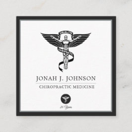 Tarjeta De Visita Cuadrada Quiropráctico| Borde Minimalista negro y gris