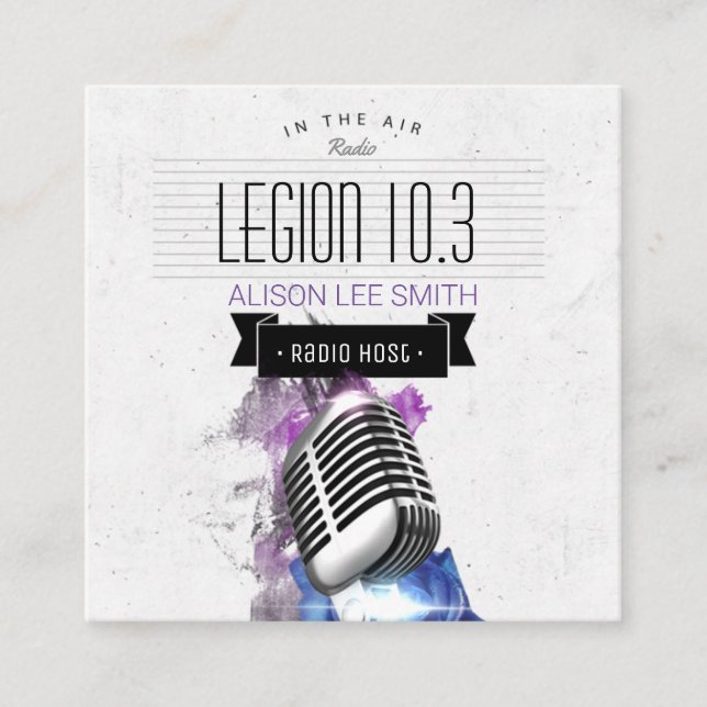 Tarjeta De Visita Cuadrada Radio / Radio Host / Podcast / Singer (Anverso)