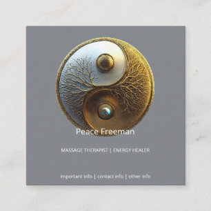 Tarjeta De Visita Cuadrada Raíz de la armonía   Diseño Yin Yang