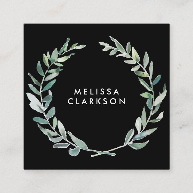 Tarjeta De Visita Cuadrada Rama de oliva de agua negra profesional (Anverso)