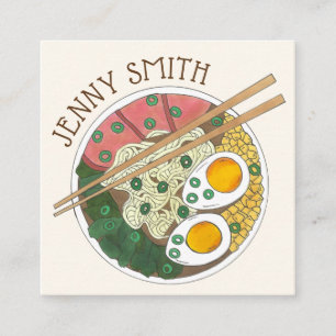 Tarjeta De Visita Cuadrada Ramen Noodles Bowl Restaurante japonés de comida g