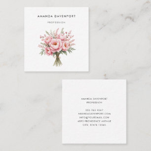 Tarjeta De Visita Cuadrada Ramo de flores de peonía rosa bonita