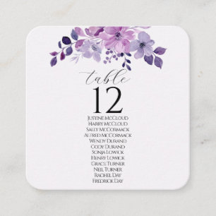 Tarjeta De Visita Cuadrada Ramo de flores púrpura acuarela