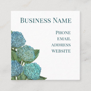 Tarjeta De Visita Cuadrada Ramo de Hortensia Azul de Verano