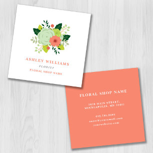 Tarjeta De Visita Cuadrada Ramo Floral de Verano Moderno Florista