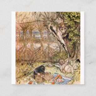 Tarjeta De Visita Cuadrada Rat Y Mole Tienen Un Picnic - Arthur Rackham
