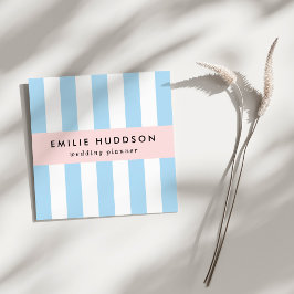 Tarjeta De Visita Cuadrada Rayas azules, rayas blancas, patrón rayado