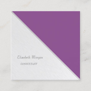 Tarjeta De Visita Cuadrada Rayas Modernas, Simples, Violeta