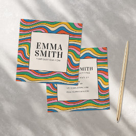 Tarjeta De Visita Cuadrada Rayas retro arco iris