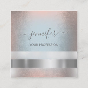 Tarjeta De Visita Cuadrada Rayos de Rosa azul humeante gris profesional