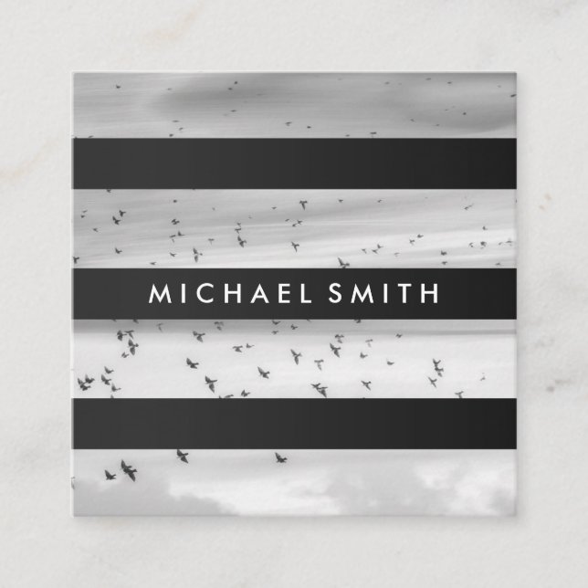 Tarjeta De Visita Cuadrada Rayos | Moderno | Fotógrafo (Anverso)