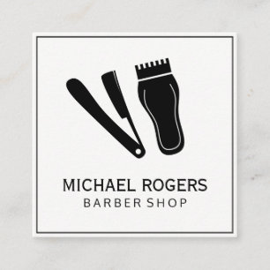 Tarjeta De Visita Cuadrada Razor & Hair Clippers
