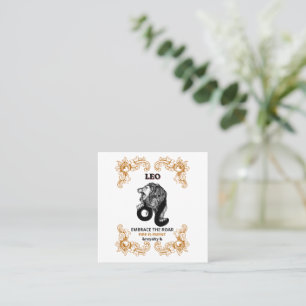 Tarjeta De Visita Cuadrada Realeza Leo Zodiaco   Acepta el Rugido del Element