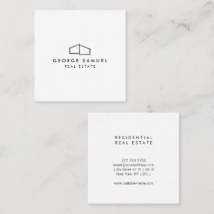 Tarjeta De Visita Cuadrada Realtor de logotipos para el hogar negro y blanco