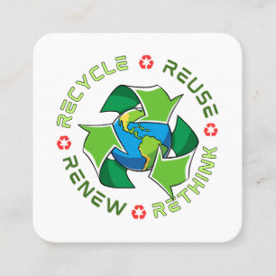 Tarjeta De Visita Cuadrada Reciclar, Reutilizar, Renovar, Repensar. Salvemos