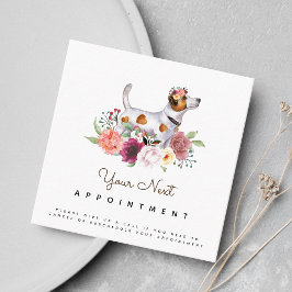 Tarjeta De Visita Cuadrada Recordatorio de nombramiento de Floral Jack Russel
