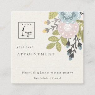 Tarjeta De Visita Cuadrada Recordatorio de nombramiento del logotipo floral a