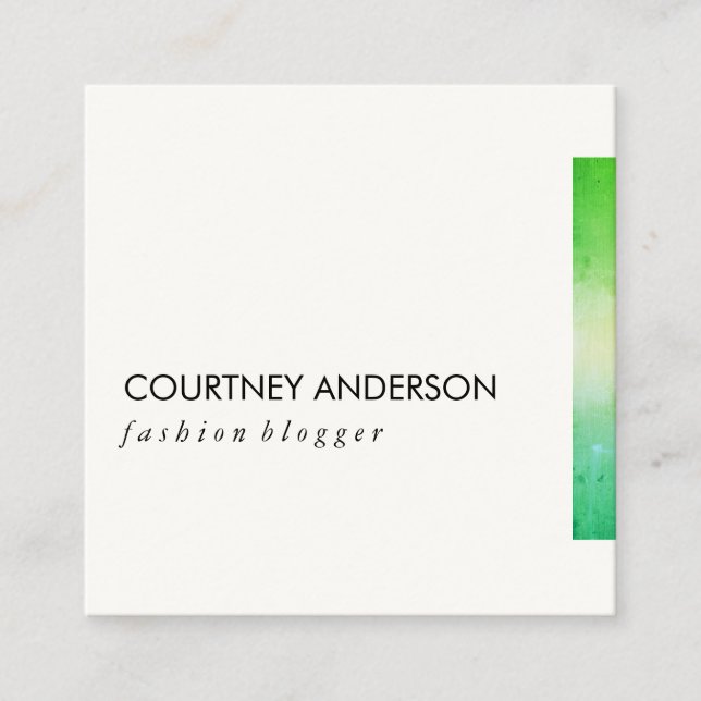 Tarjeta De Visita Cuadrada Recorte vibrante verde (Anverso)