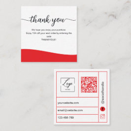 Tarjeta De Visita Cuadrada Red Business Thank You Card Order Insert
