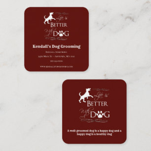Tarjeta De Visita Cuadrada Red Funny Cita Dog Grooming Square Business Card