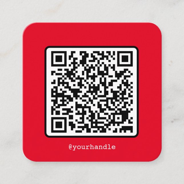 Tarjeta De Visita Cuadrada Red QR Code Social Media Simple Personalizado mode (Anverso)