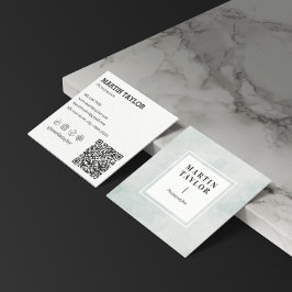 Tarjeta De Visita Cuadrada Red social de QR cuadrado minimalista