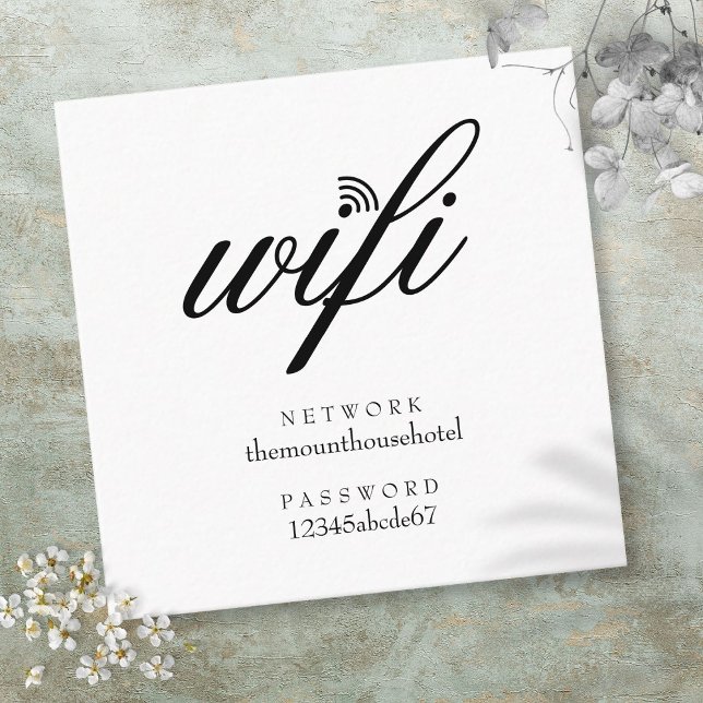 Tarjeta De Visita Cuadrada Red Wifi y contraseña (Wifi Network and Password Square Business Card)