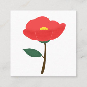 Tarjeta De Visita Cuadrada Regalo Botánico de Flor de Camelia Roja